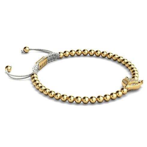 Renard de cristal | Or 18 carats | Blanc | Bracelet Charmballa en macramé